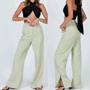 Princess Polly Astrid Trousers in Sage High Waisted